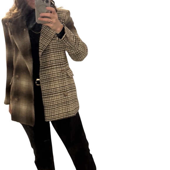 🔥Sale🔥Mixed Print Warm Double-breasted Oversized Blazer - Picture 9 of 11